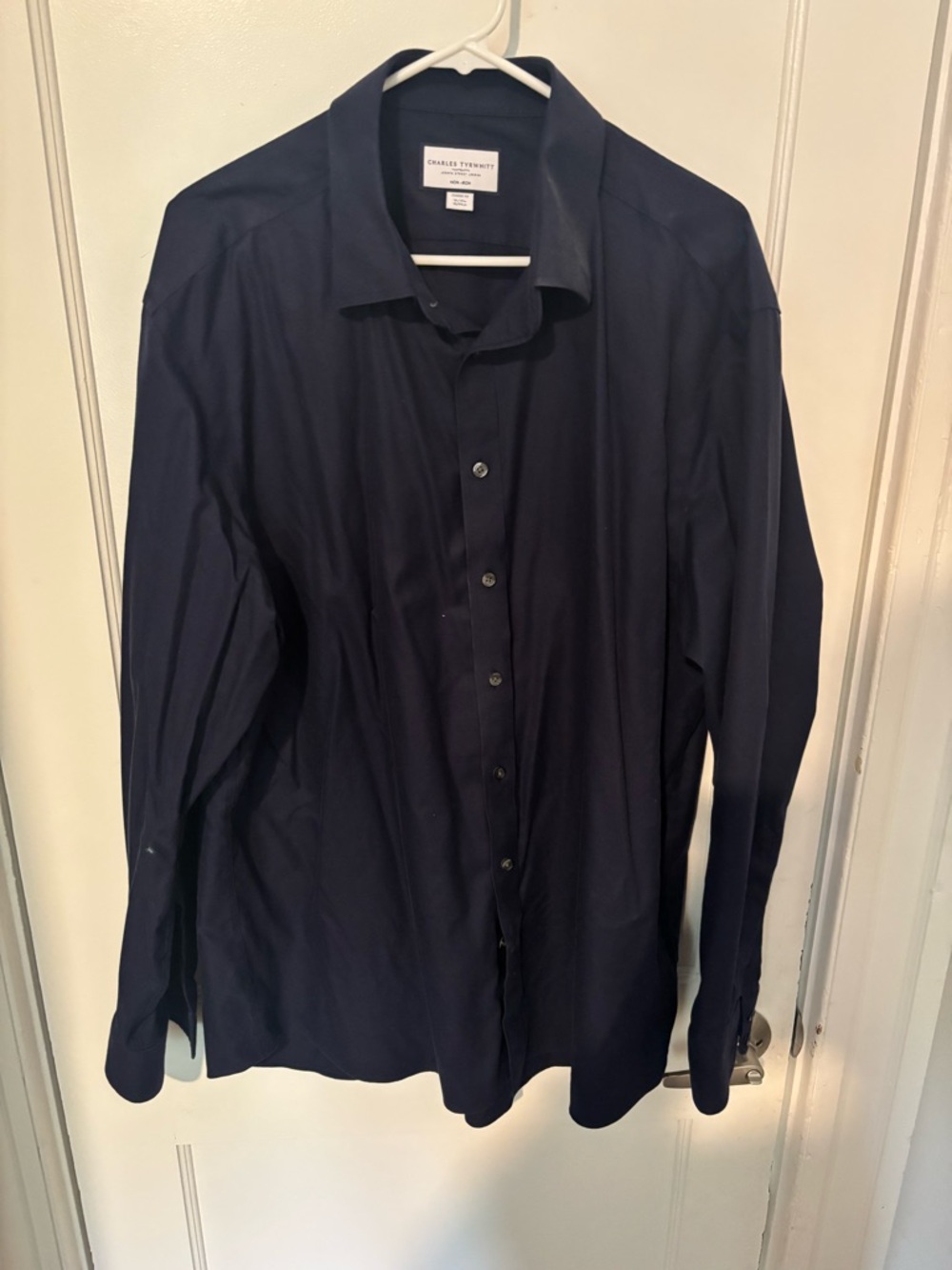 Charles Tyrwhitt Men's Dark Navy Long-Sleeve Dress Shirt